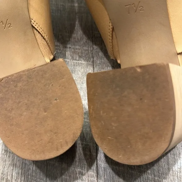 Madewell Kiera Mule Leather nude tan block heel sandal size 7.5