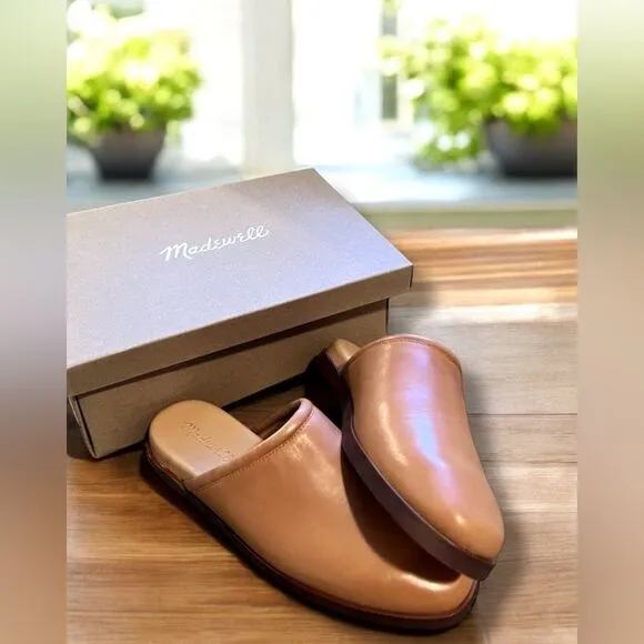 Madewell Louisa Women’s Amber Brown Leather Mule Loafer Flat Size 11