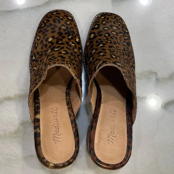 Madewell Mules Size 7.5 Brown Black Leopard Print Calf Hair