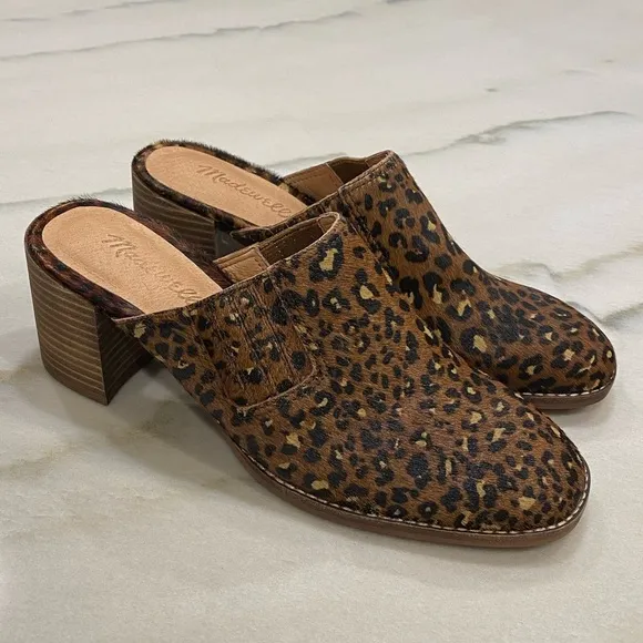 Madewell Mules Size 7.5 Brown Black Leopard Print Calf Hair