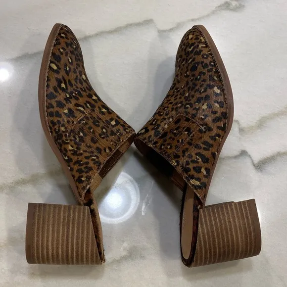 Madewell Mules Size 7.5 Brown Black Leopard Print Calf Hair