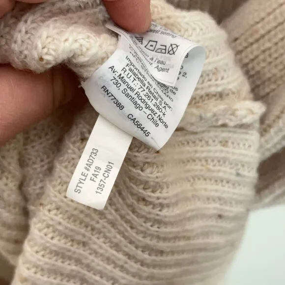 MADEWELL Petite Curved-Hem Sweater Dress Donegal Pearl Ivory Cream Sz M {II12}