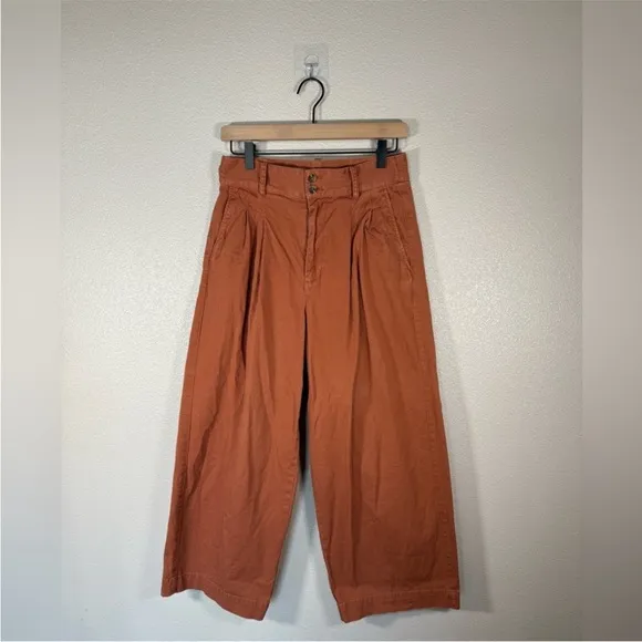 Madewell Pleated Burnt Sienna Dark Rust Terrakotta High Waisted Wide Leg Pants 4