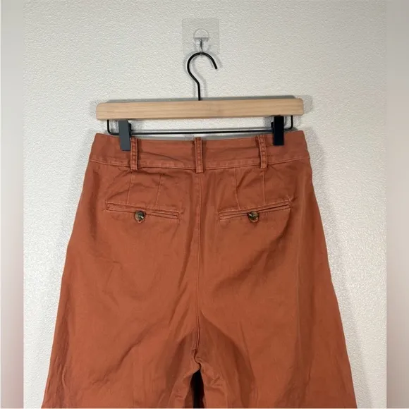 Madewell Pleated Burnt Sienna Dark Rust Terrakotta High Waisted Wide Leg Pants 4