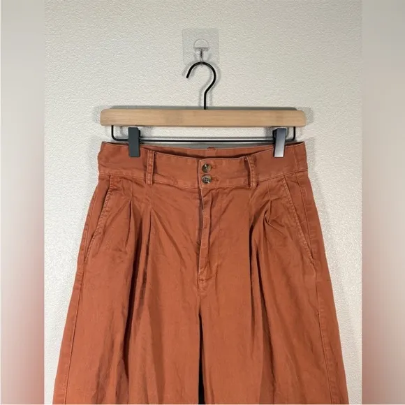 Madewell Pleated Burnt Sienna Dark Rust Terrakotta High Waisted Wide Leg Pants 4