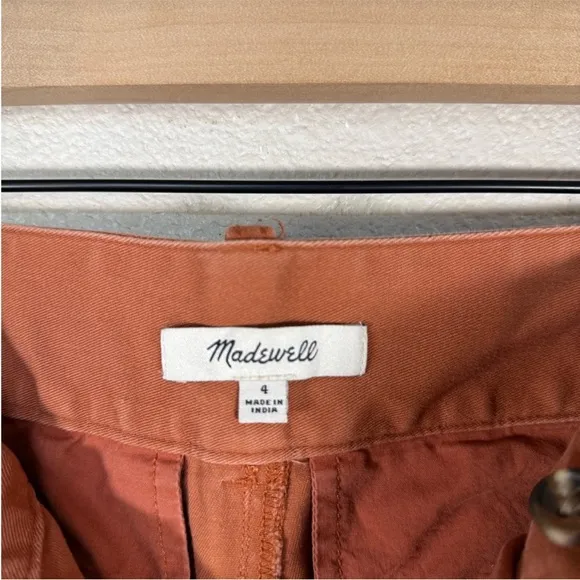 Madewell Pleated Burnt Sienna Dark Rust Terrakotta High Waisted Wide Leg Pants 4