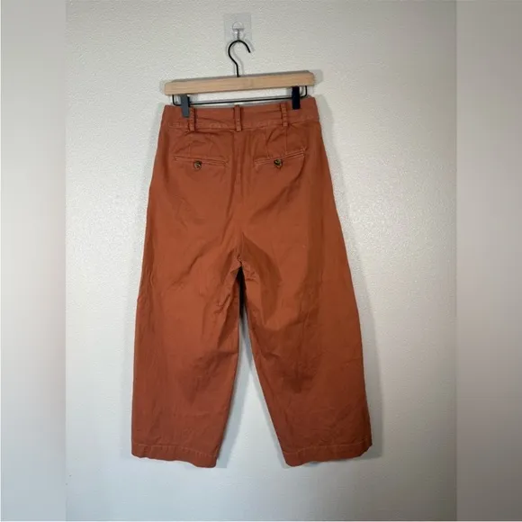 Madewell Pleated Burnt Sienna Dark Rust Terrakotta High Waisted Wide Leg Pants 4