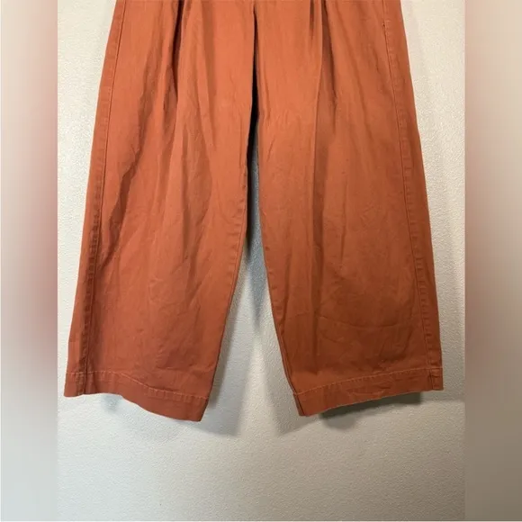 Madewell Pleated Burnt Sienna Dark Rust Terrakotta High Waisted Wide Leg Pants 4