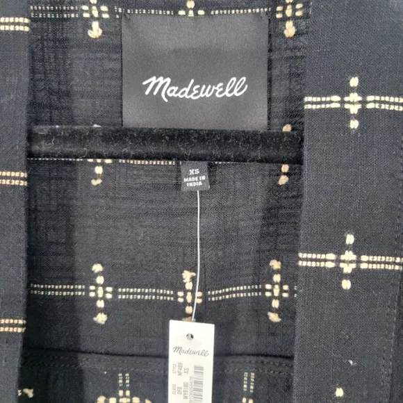 Madewell Robe Jacket in Jacquard Stripe Black Cream Womens Size XS Oversize