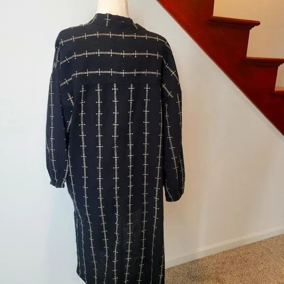 Madewell Robe Jacket in Jacquard Stripe Black Cream Womens Size XS Oversize