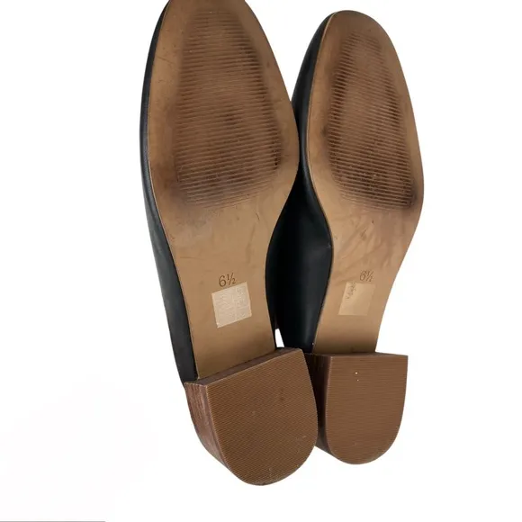 Madewell Slip On Black Leather Mules Women’s Size 6.5 Block Stacked Heel