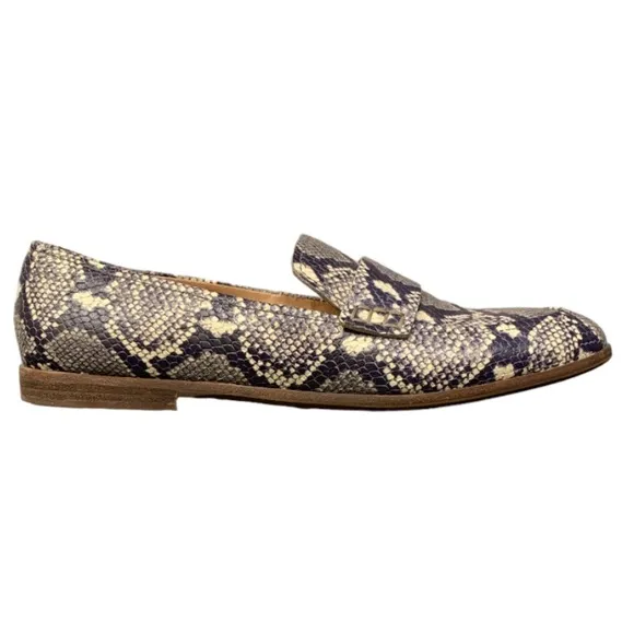 Madewell The Alex Snake Embossed Leather Loafer Black White 9.5 Business Casual