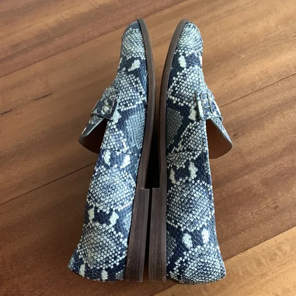 Madewell The Alex Snake Embossed Leather Loafer Black White 9.5 Business Casual