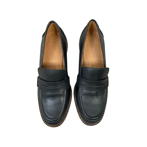 Madewell The Corinne Lugsole Classic Penny Loafer Leather Slip On Black Size 6.5