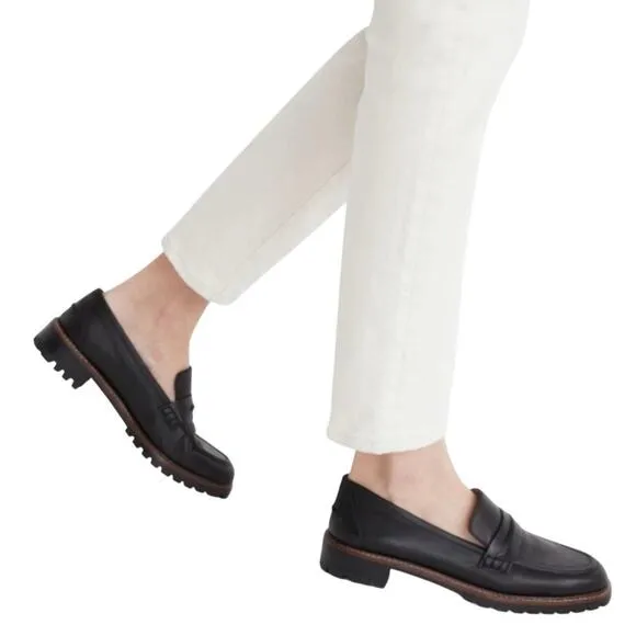 Madewell The Corinne Lugsole Classic Penny Loafer Leather Slip On Black Size 6.5