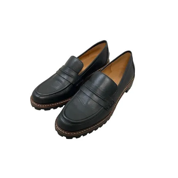 Madewell The Corinne Lugsole Classic Penny Loafer Leather Slip On Black Size 6.5