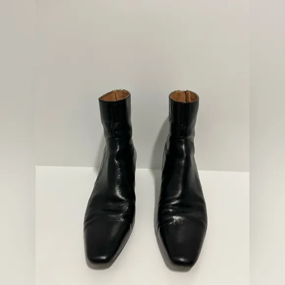 Madewell The Dimes Kitten-Heel Boot true black size 9 crinkle patent leather