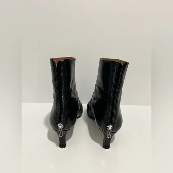 Madewell The Dimes Kitten-Heel Boot true black size 9 crinkle patent leather