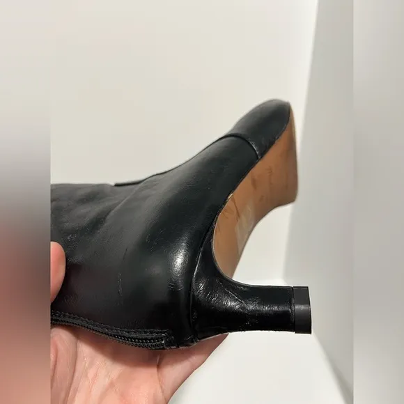 Madewell The Dimes Kitten-Heel Boot true black size 9 crinkle patent leather