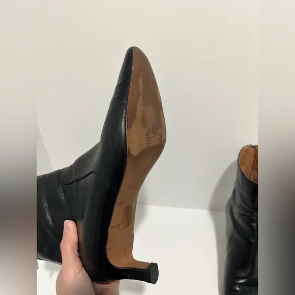 Madewell The Dimes Kitten-Heel Boot true black size 9 crinkle patent leather