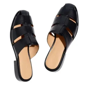 MADEWELL The Dixson Fisherman Leather Mule True Black-Size 7