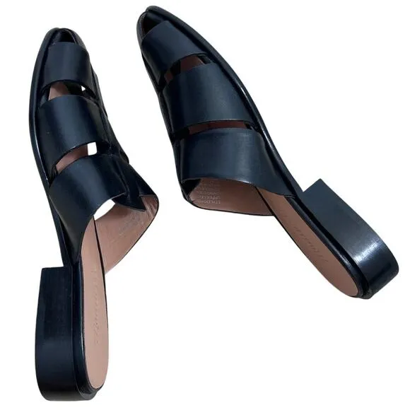 MADEWELL The Dixson Fisherman Leather Mule True Black-Size 7