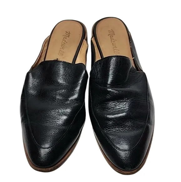 MADEWELL The Frances Leather Slip On Flat Loafer Mules‎ Size 8.5