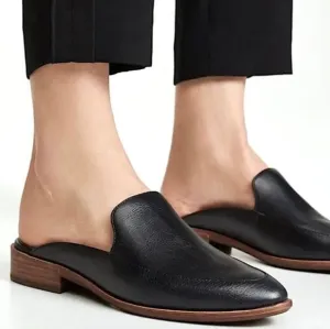 MADEWELL The Frances Leather Slip On Flat Loafer Mules‎ Size 8.5