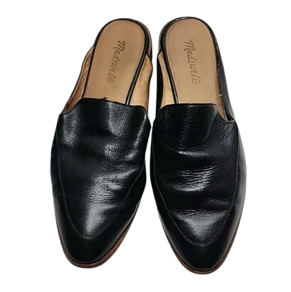 MADEWELL The Frances Leather Slip On Flat Loafer Mules‎ Size 8.5