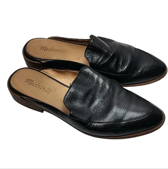 MADEWELL The Frances Leather Slip On Flat Loafer Mules‎ Size 8.5