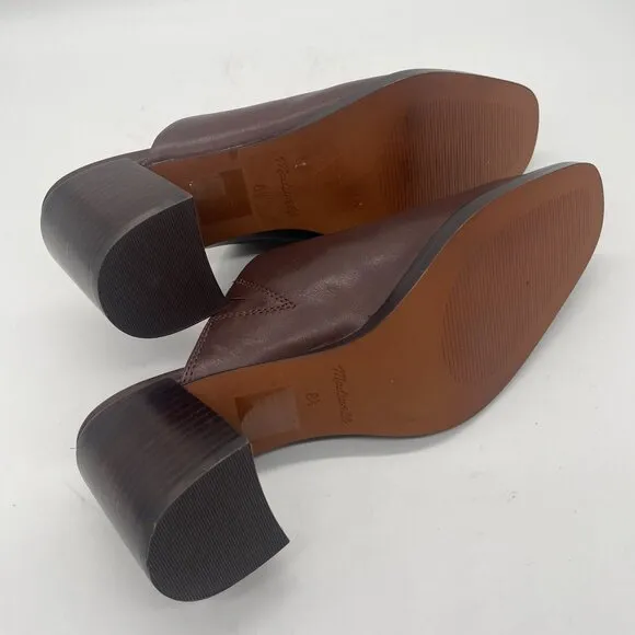 Madewell The Macarro Mule Sz 8.5 Chocolate Raisin Brown Block Heel Leather