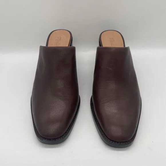 Madewell The Macarro Mule Sz 8.5 Chocolate Raisin Brown Block Heel Leather
