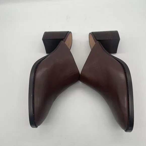Madewell The Macarro Mule Sz 8.5 Chocolate Raisin Brown Block Heel Leather