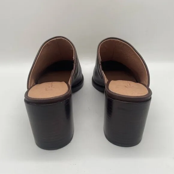 Madewell The Macarro Mule Sz 8.5 Chocolate Raisin Brown Block Heel Leather