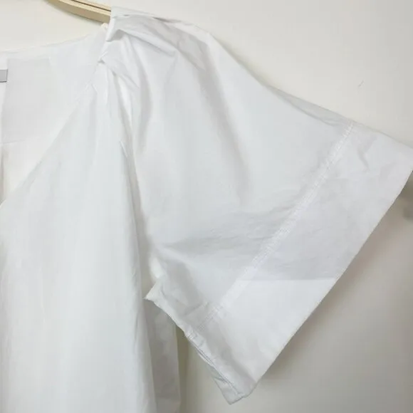 Madewell V-Neck Mini Shirtdress Cotton Poplin Eyelet White Size XS