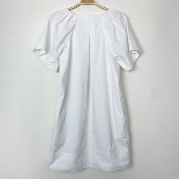 Madewell V-Neck Mini Shirtdress Cotton Poplin Eyelet White Size XS