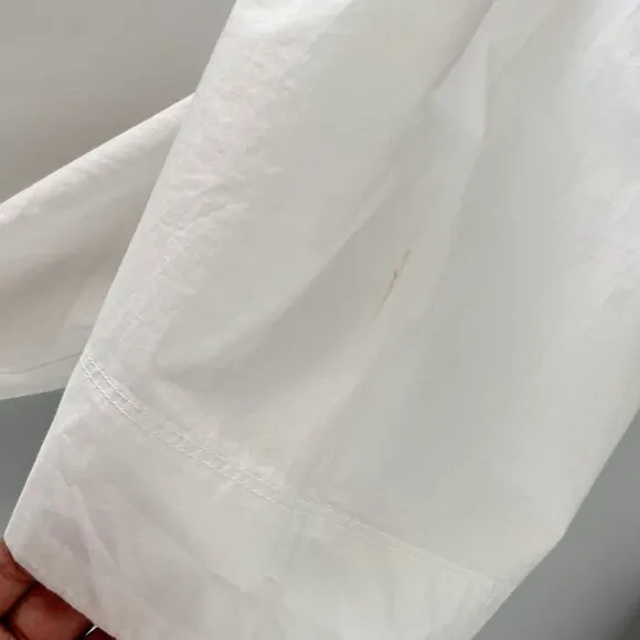 Madewell V-Neck Mini Shirtdress Cotton Poplin Eyelet White Size XS