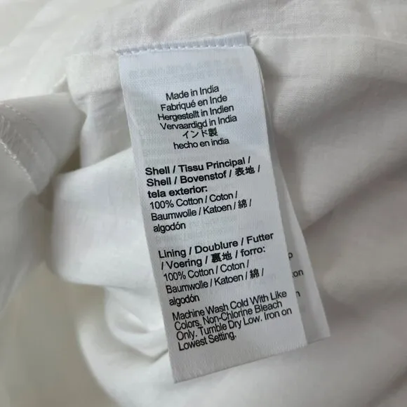 Madewell V-Neck Mini Shirtdress Cotton Poplin Eyelet White Size XS