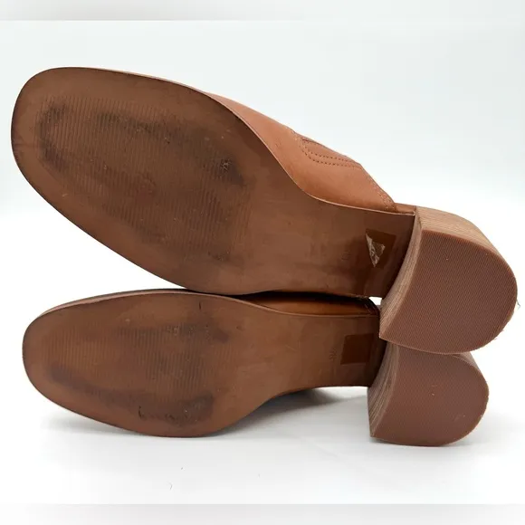 MADEWELL Women’s Neutral Preppy Chunky Heel The Carey Mule in Leather Sz 8.5