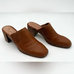 MADEWELL Women’s Neutral Preppy Chunky Heel The Carey Mule in Leather Sz 8.5