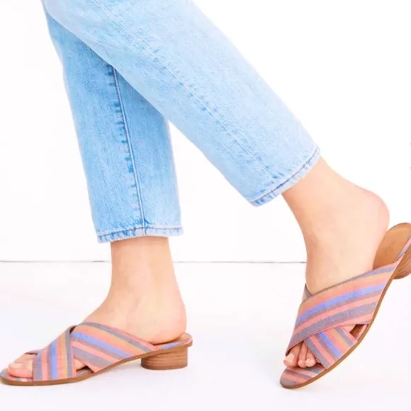 Madewell | Women’s rainbow The Ruthie Crisscross Mule, leather low heel slip on