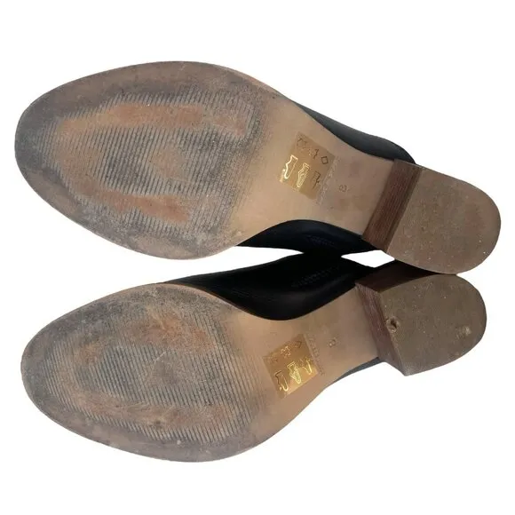 Madewell Women’s Size 8 Leather Mules  2.5” stacked wood Heel Slip On