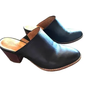 Madewell Women’s Size 8 Leather Mules  2.5” stacked wood Heel Slip On