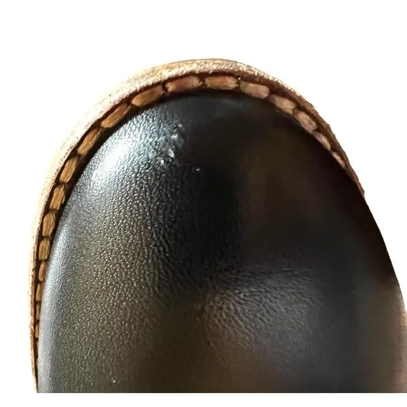 Madewell Women’s Size 8 Leather Mules  2.5” stacked wood Heel Slip On