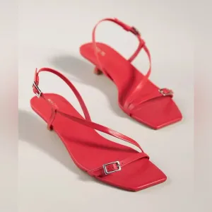 Maeve Asymmetrical Buckle Kitten Heels