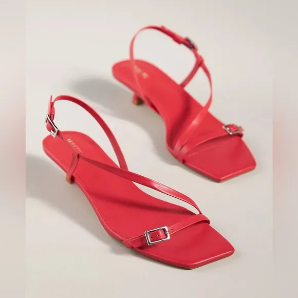 Maeve Asymmetrical Buckle Kitten Heels