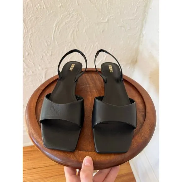 MAEVE Square Toe Black Slingback Kitten Heels Size 8