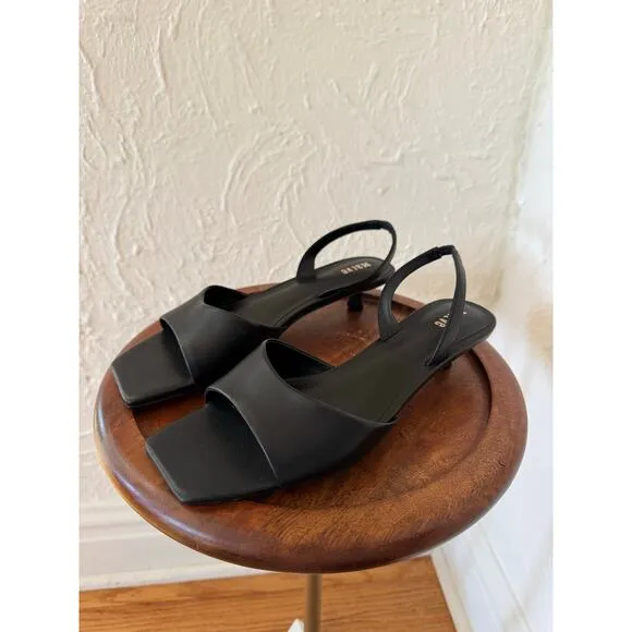 MAEVE Square Toe Black Slingback Kitten Heels Size 8