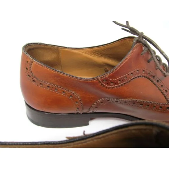 Magnanni Mens Brown Leather Brogue Cap Toe Lace Up Oxfords Size US 13 M