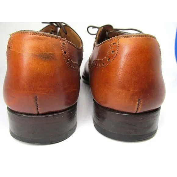 Magnanni Mens Brown Leather Brogue Cap Toe Lace Up Oxfords Size US 13 M
